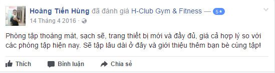 Đánh giá phòng tập H-Club Gym & Fitness