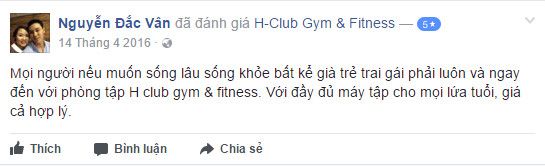 NĐánh giá phòng tập H-Club Gym & Fitness