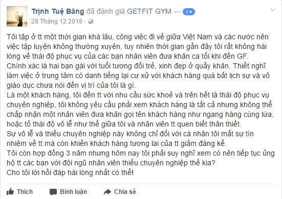 Đánh giá phòng tập Getfit & Yoga