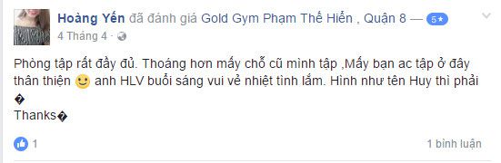 Đánh giá phòng tập Gold Gym, Phạm Thế Hiển