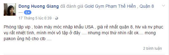 NĐánh giá phòng tập Gold Gym, Phạm Thế Hiển