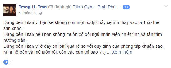 Đánh giá phòng tập Titan Gym Bình Phú