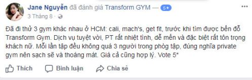 NĐánh giá phòng tập Transform Gym